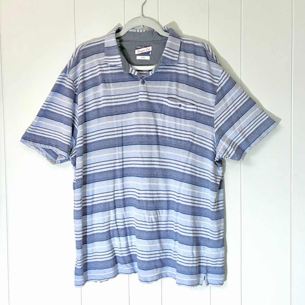johnnie-O Navy White Striped Polo Shirt 100% Cotton Men’s Extra Large